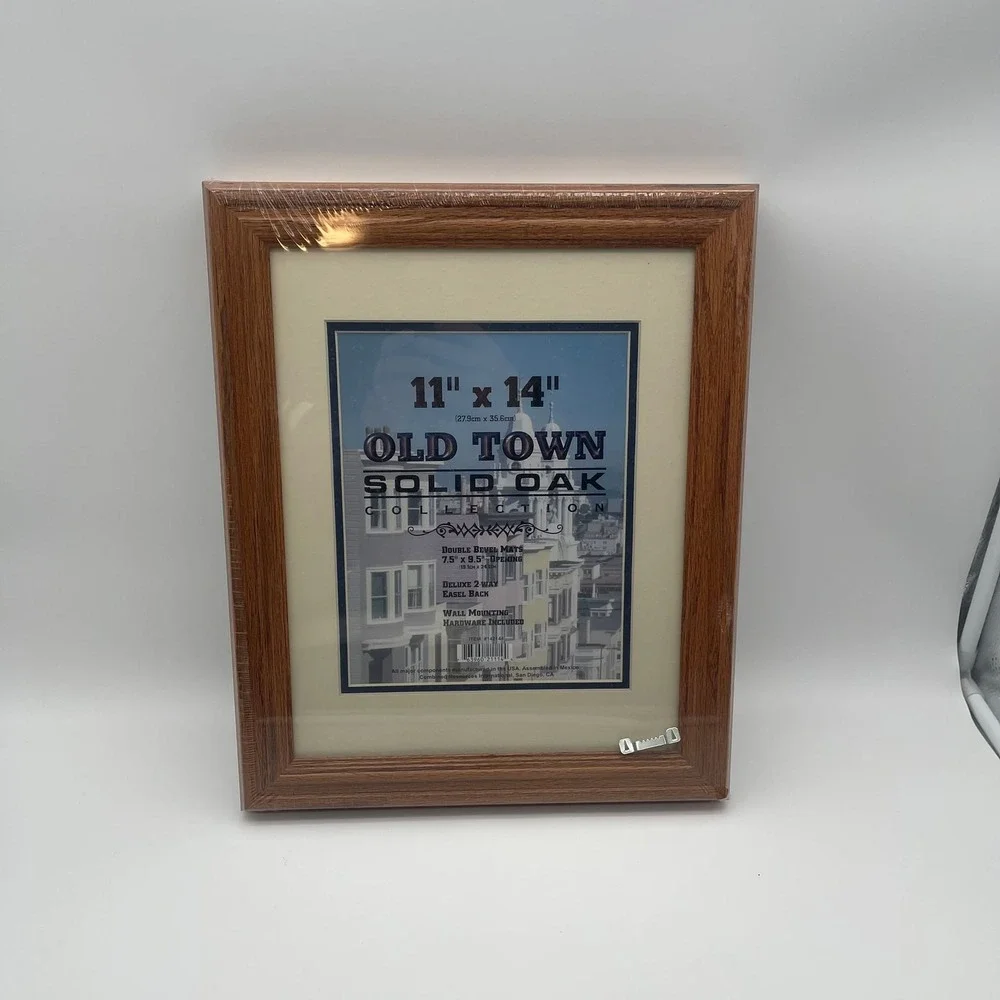 Old Town Solid Oak Collection 11x14 Picture Frame with Double Bevel Mats